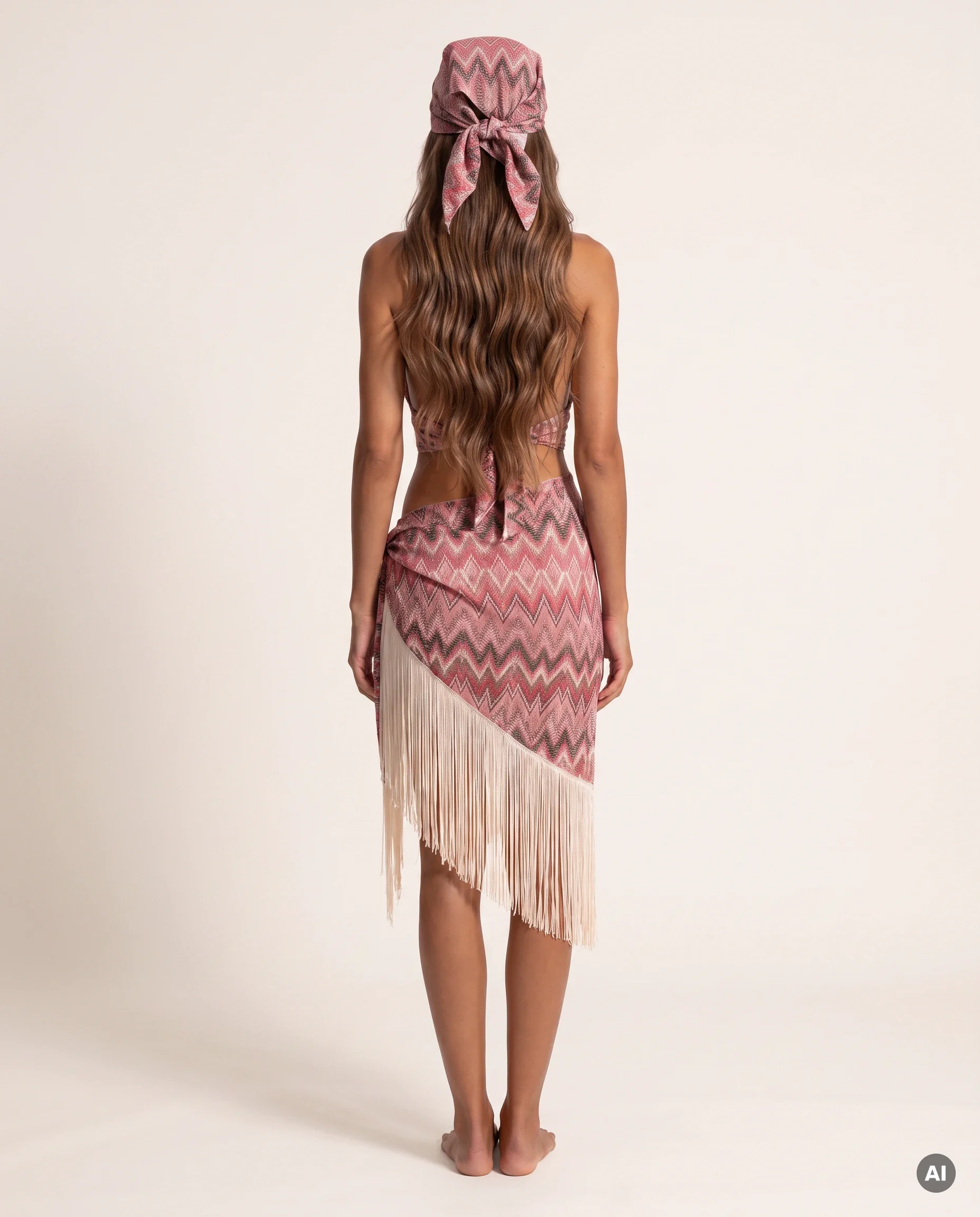 Paréo asymétrique en lurex Terracota — dos
